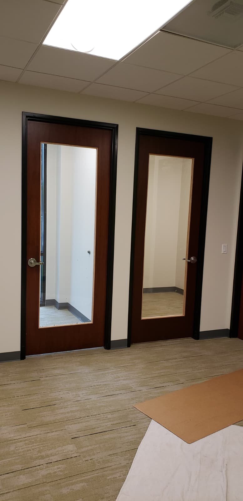 Door restoration work in progress with precise measurements